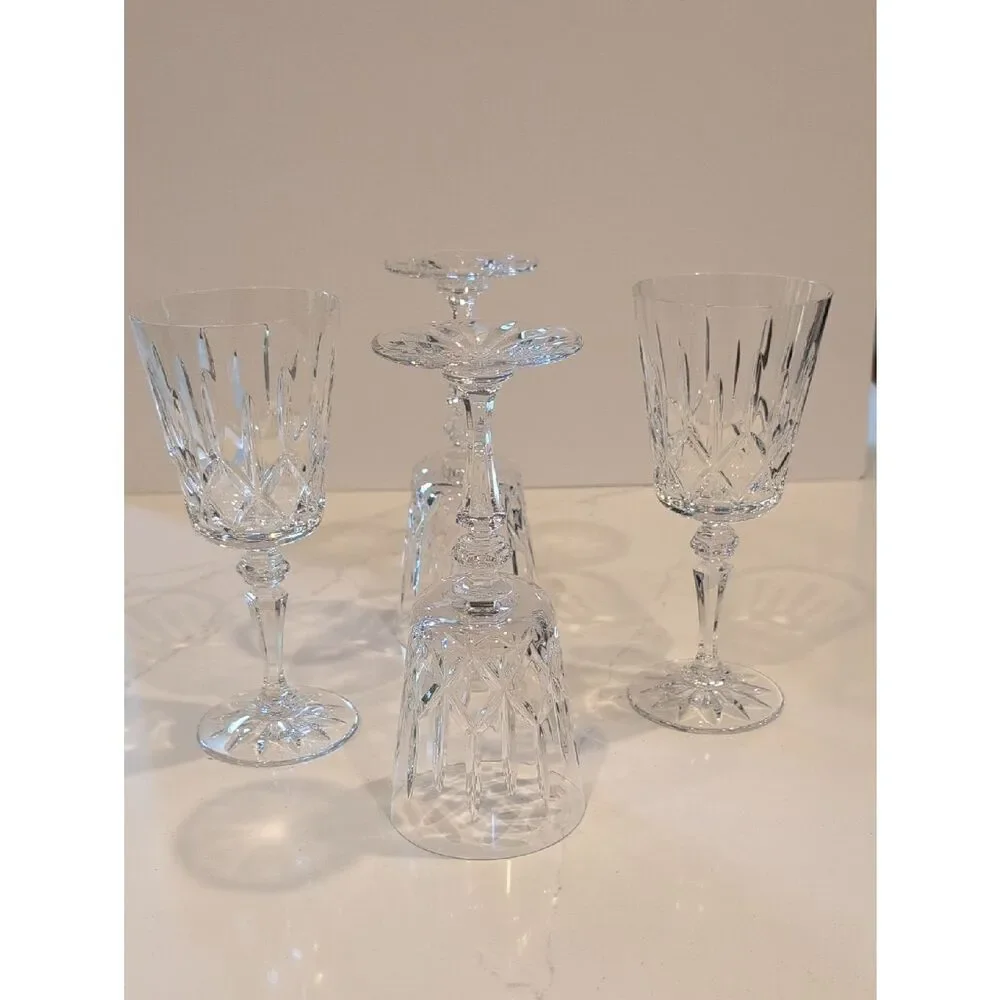 Vintage 1982 Galway Irish Crystal Wine Goblets Set of 4 Baldmore Pattern